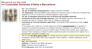 Il sito del Consolato italiano a Barcellona