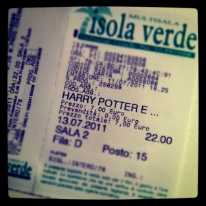 Biglietto Harry Potter e i doni della morte