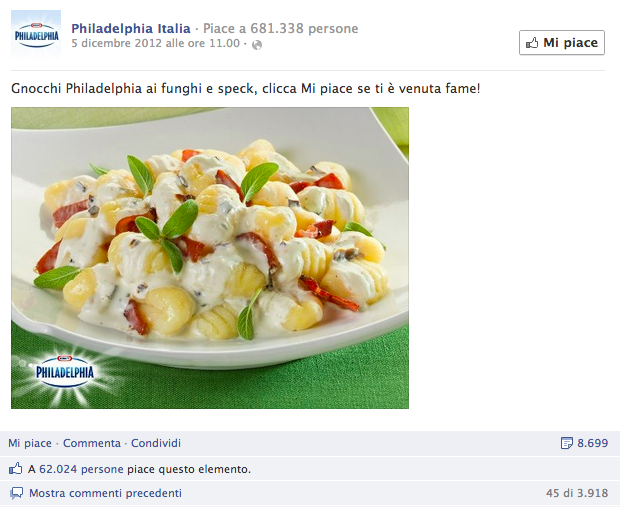 post piu popolare FB dicembre 2012