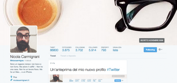 La nuova grafica del profilo Twitter assomiglia a Facebook